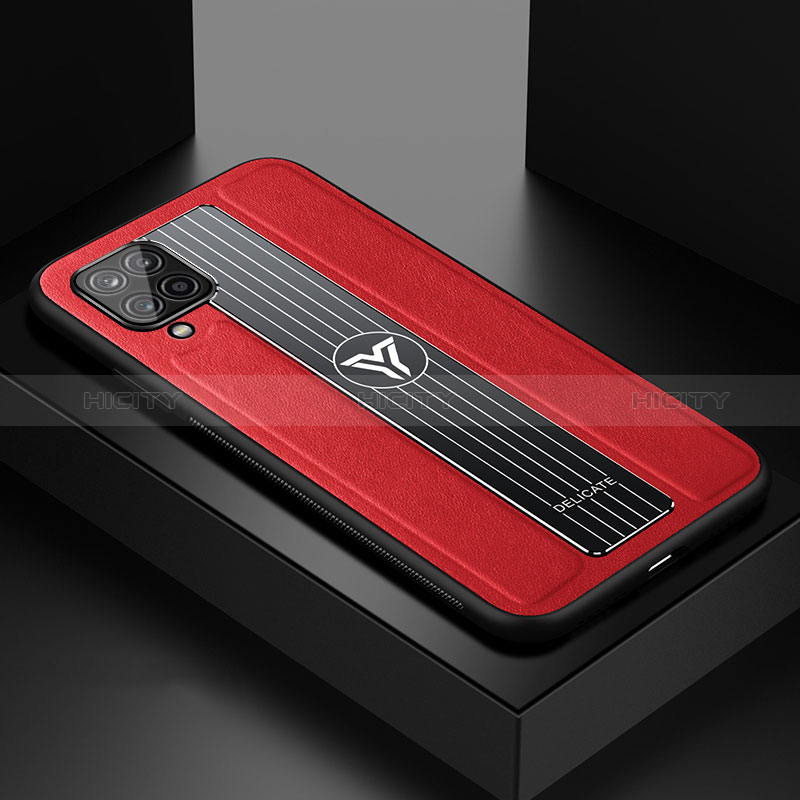 Funda Silicona Goma de Cuero Carcasa con Magnetico FL1 para Samsung Galaxy A12 Nacho Rojo