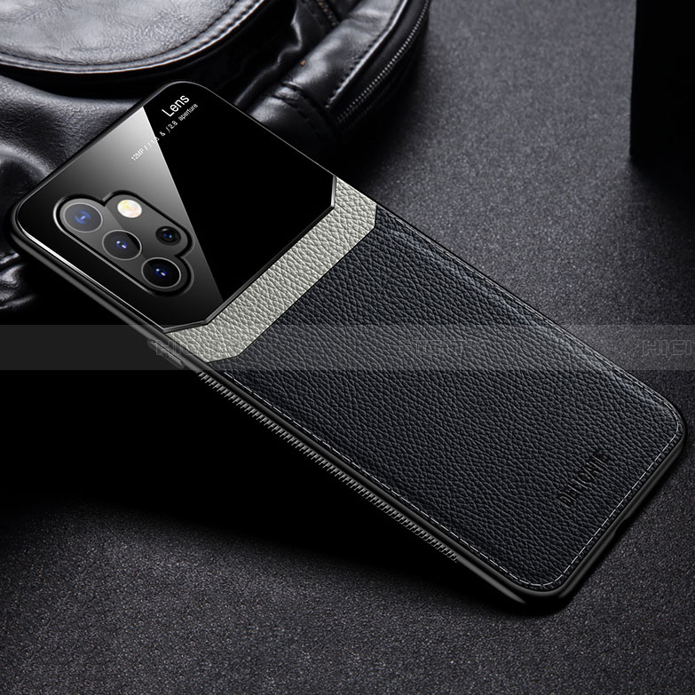 Funda Silicona Goma de Cuero Carcasa con Magnetico FL1 para Samsung Galaxy A32 5G Negro