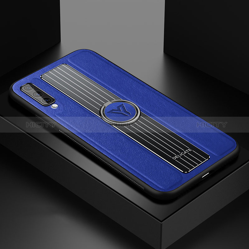 Funda Silicona Goma de Cuero Carcasa con Magnetico FL1 para Samsung Galaxy A70S Azul