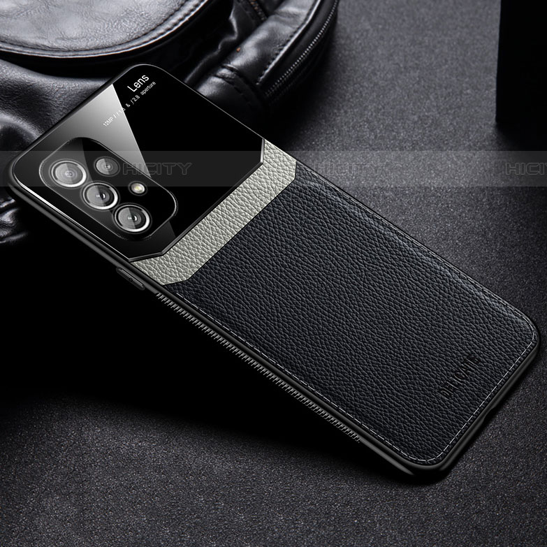 Funda Silicona Goma de Cuero Carcasa con Magnetico FL1 para Samsung Galaxy A73 5G Negro