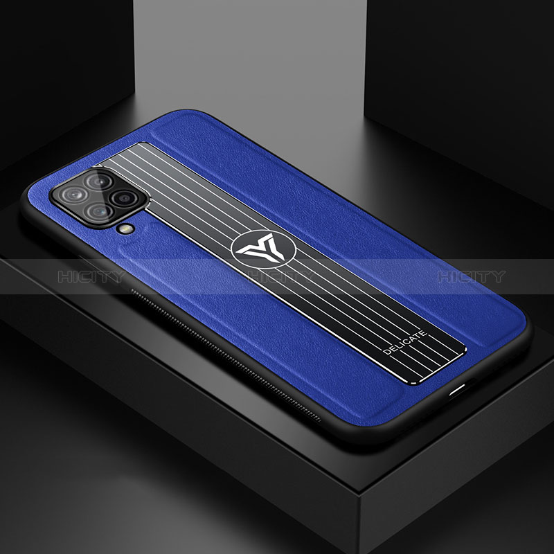 Funda Silicona Goma de Cuero Carcasa con Magnetico FL1 para Samsung Galaxy F12 Azul