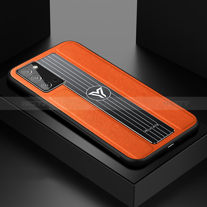 Funda Silicona Goma de Cuero Carcasa con Magnetico FL1 para Samsung Galaxy Note 20 5G Naranja