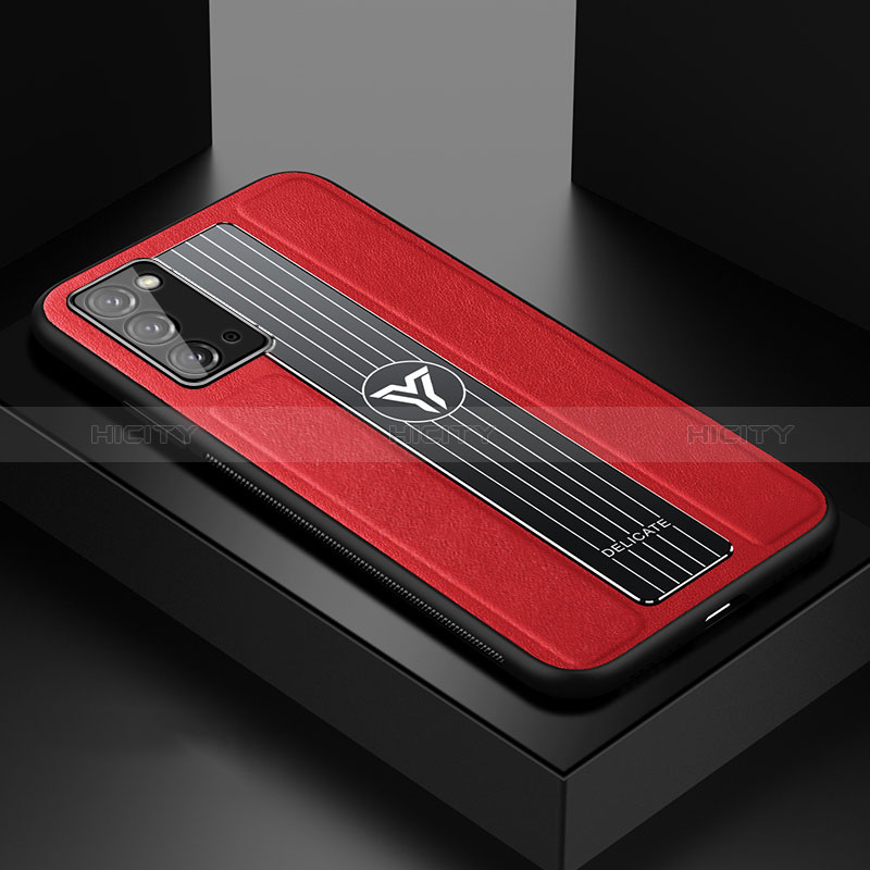 Funda Silicona Goma de Cuero Carcasa con Magnetico FL1 para Samsung Galaxy Note 20 5G Rojo