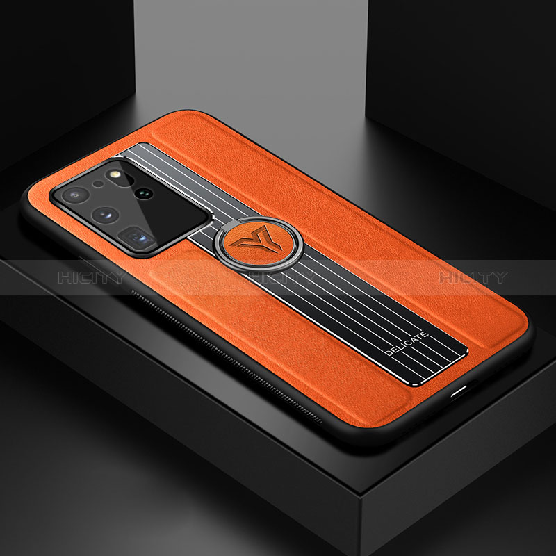 Funda Silicona Goma de Cuero Carcasa con Magnetico FL1 para Samsung Galaxy S20 Ultra 5G Naranja