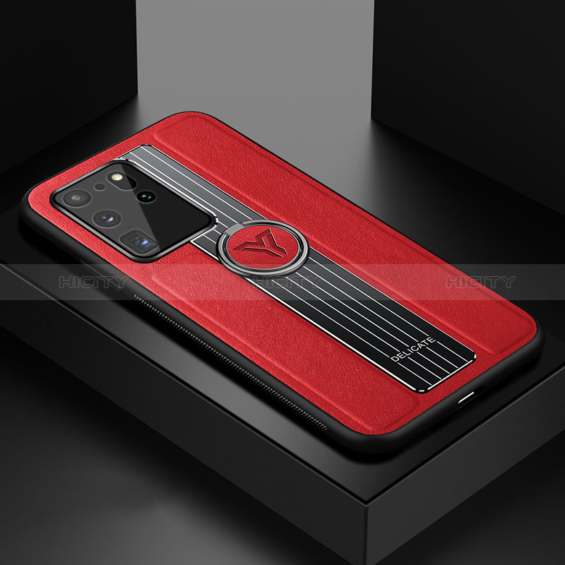 Funda Silicona Goma de Cuero Carcasa con Magnetico FL1 para Samsung Galaxy S20 Ultra Rojo