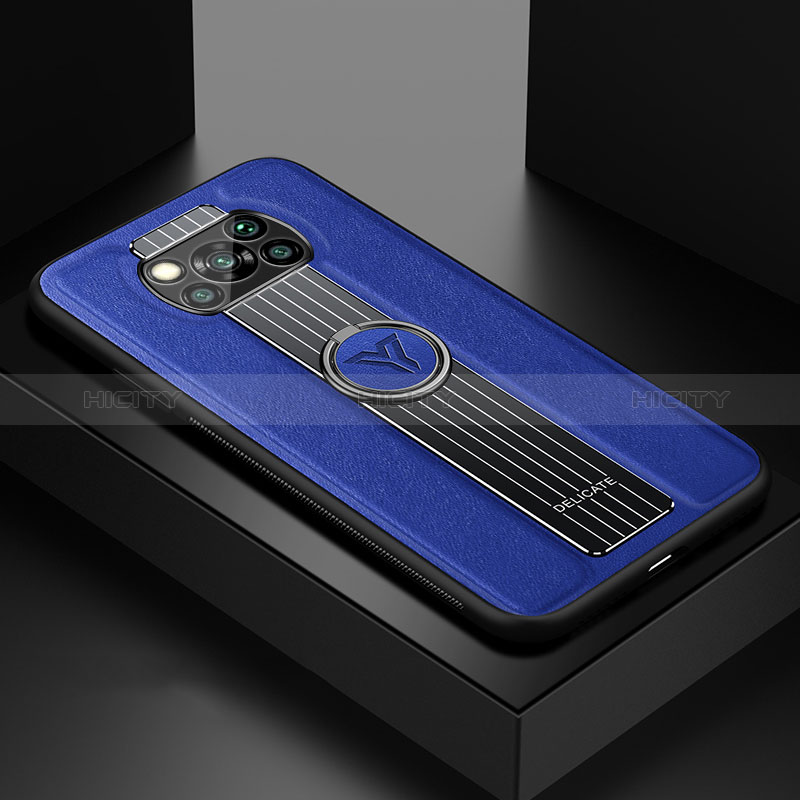 Funda Silicona Goma de Cuero Carcasa con Magnetico FL1 para Xiaomi Poco X3 NFC Azul