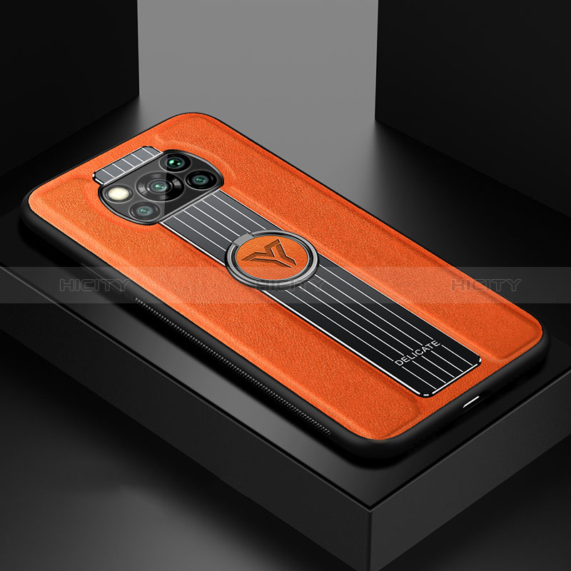 Funda Silicona Goma de Cuero Carcasa con Magnetico FL1 para Xiaomi Poco X3 Pro Naranja
