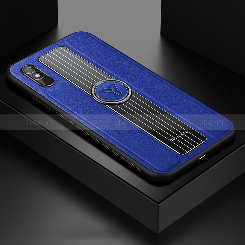 Funda Silicona Goma de Cuero Carcasa con Magnetico FL1 para Xiaomi Redmi 9A Azul
