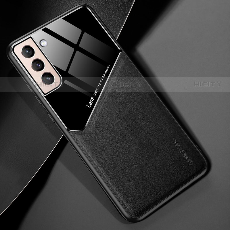 Funda Silicona Goma de Cuero Carcasa con Magnetico M01 para Samsung Galaxy S21 Plus 5G Negro