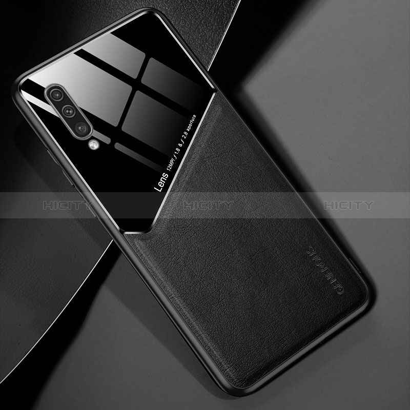 Funda Silicona Goma de Cuero Carcasa con Magnetico para Samsung Galaxy A50S Negro