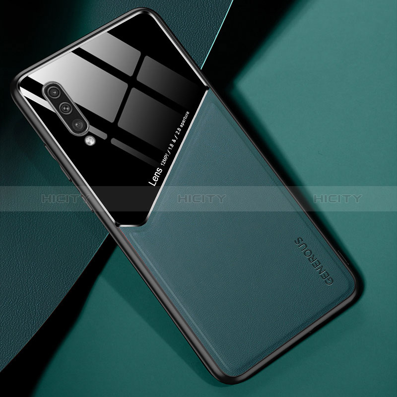 Funda Silicona Goma de Cuero Carcasa con Magnetico para Samsung Galaxy A50S Verde