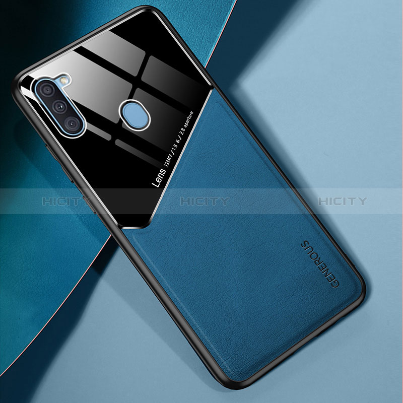 Funda Silicona Goma de Cuero Carcasa con Magnetico para Samsung Galaxy M11 Azul
