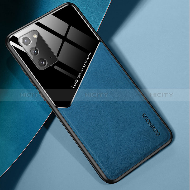 Funda Silicona Goma de Cuero Carcasa con Magnetico para Samsung Galaxy Note 20 5G Azul