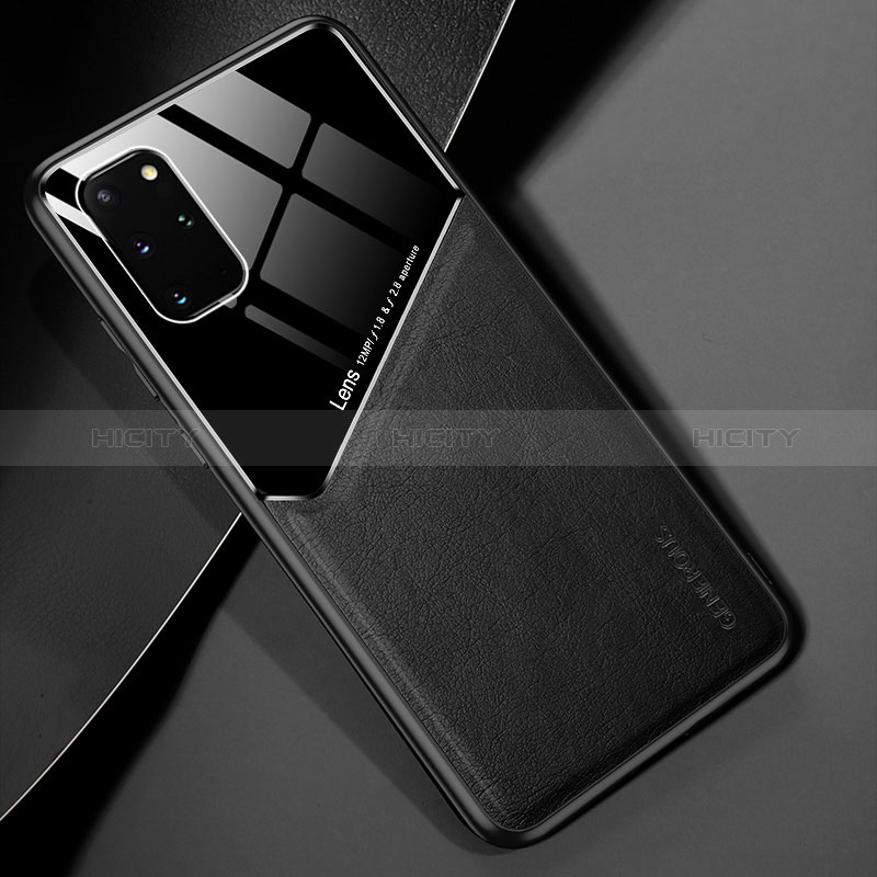 Funda Silicona Goma de Cuero Carcasa con Magnetico para Samsung Galaxy S20 Plus Negro