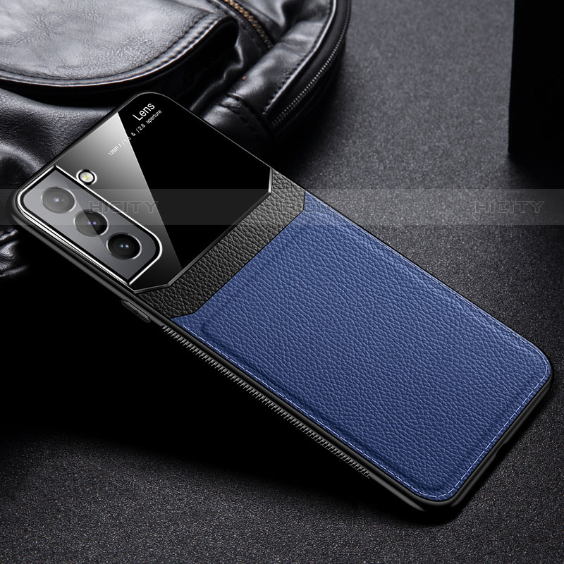 Funda Silicona Goma de Cuero Carcasa con Magnetico para Samsung Galaxy S21 FE 5G Azul
