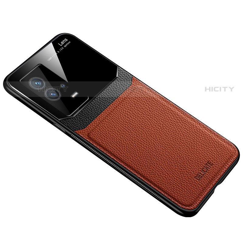 Funda Silicona Goma de Cuero Carcasa con Magnetico para Vivo iQOO 8 5G Marron