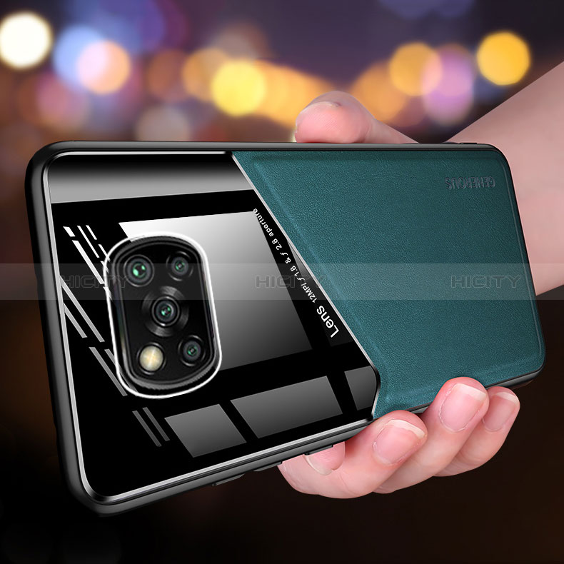 Funda Silicona Goma de Cuero Carcasa con Magnetico para Xiaomi Poco X3 NFC