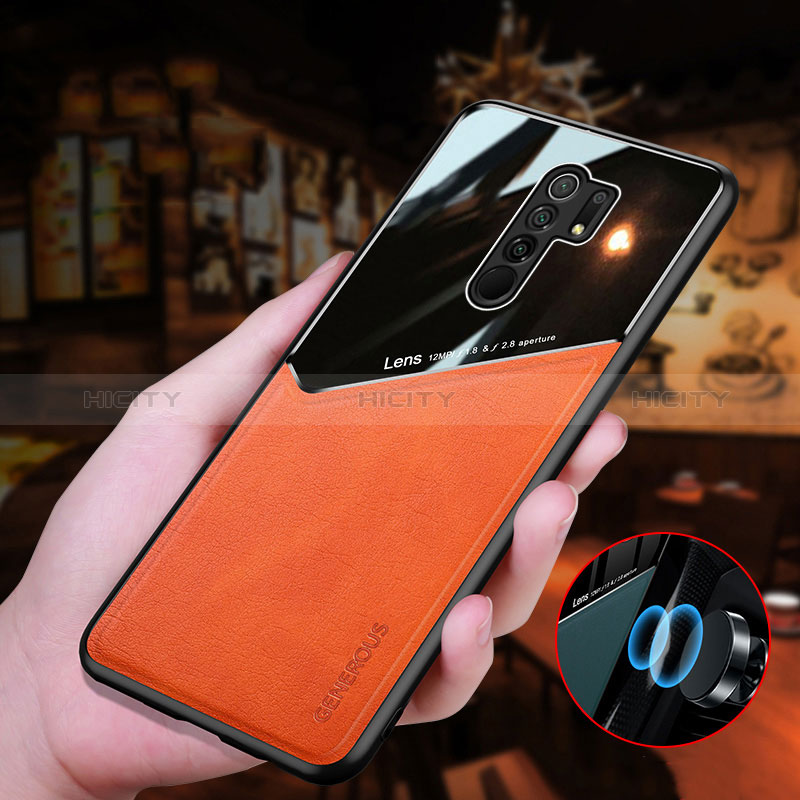 Funda Silicona Goma de Cuero Carcasa con Magnetico para Xiaomi Redmi 9