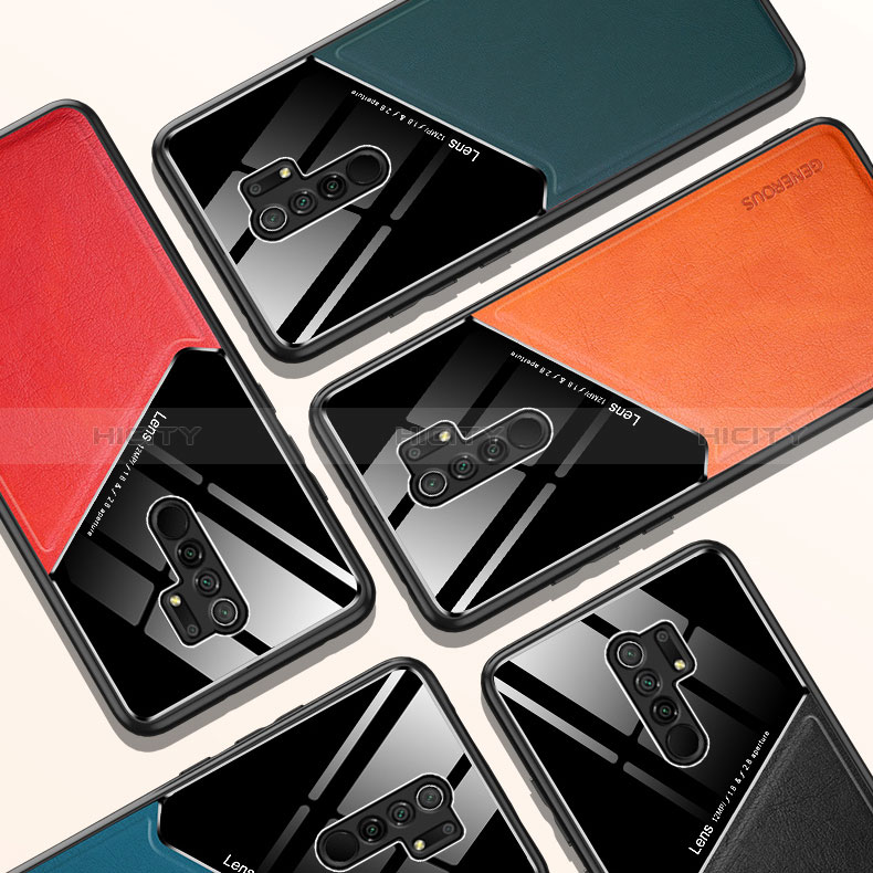 Funda Silicona Goma de Cuero Carcasa con Magnetico para Xiaomi Redmi 9