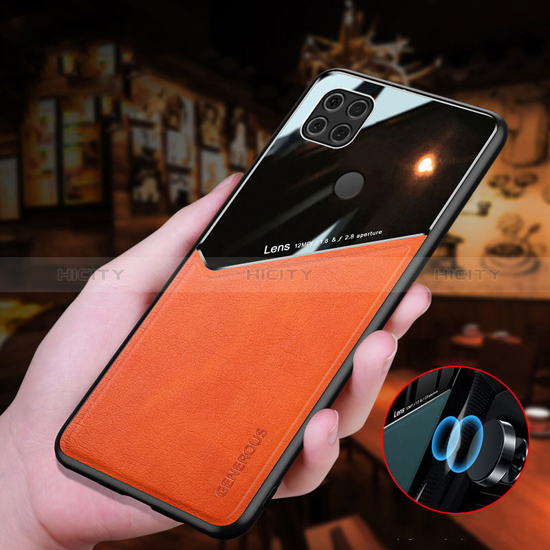 Funda Silicona Goma de Cuero Carcasa con Magnetico para Xiaomi Redmi 9 India