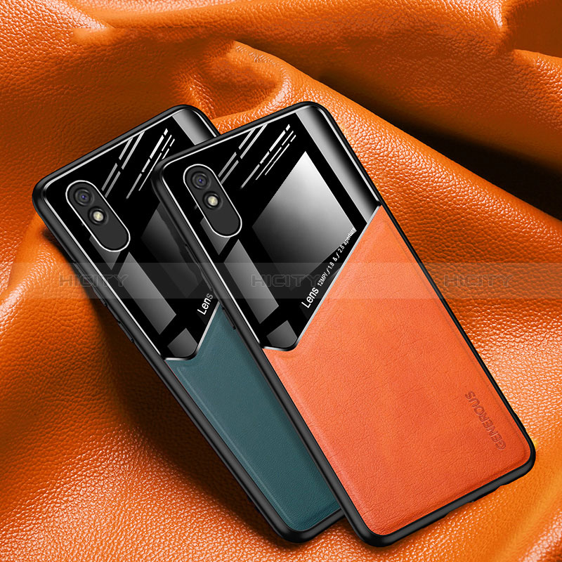 Funda Silicona Goma de Cuero Carcasa con Magnetico para Xiaomi Redmi 9A