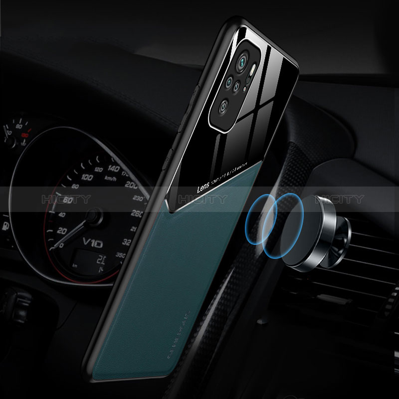 Funda Silicona Goma de Cuero Carcasa con Magnetico para Xiaomi Redmi Note 10 4G