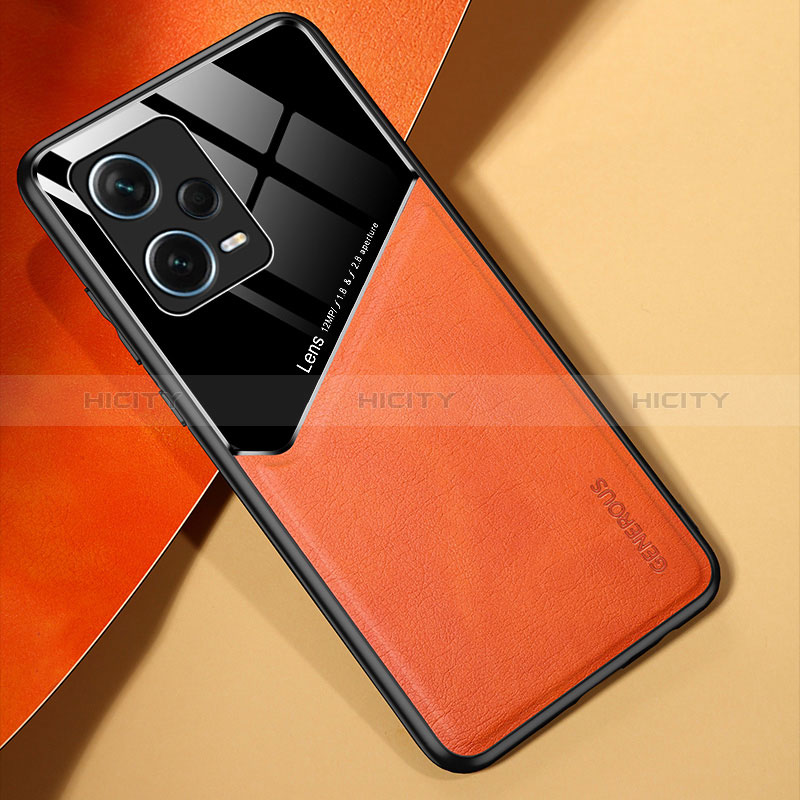 Funda Silicona Goma de Cuero Carcasa con Magnetico para Xiaomi Redmi Note 12 Pro+ Plus 5G Naranja