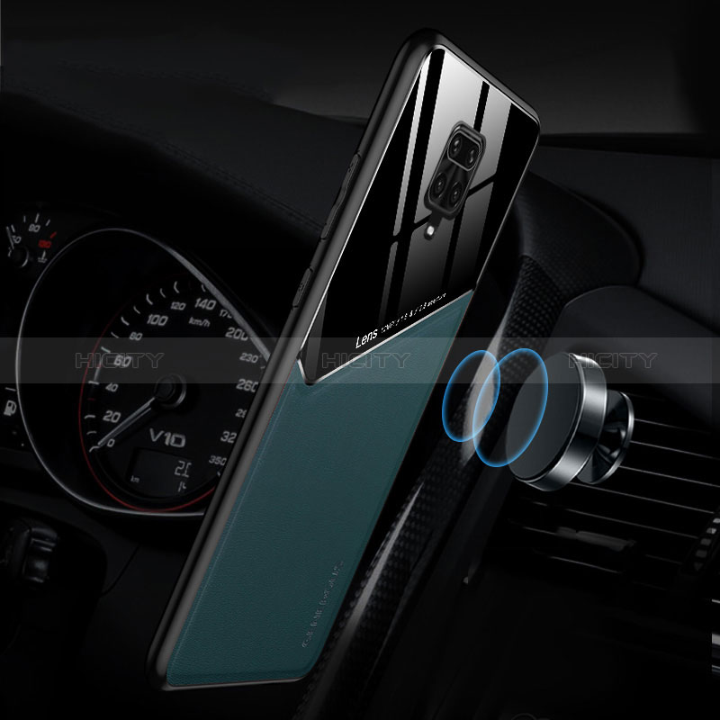 Funda Silicona Goma de Cuero Carcasa con Magnetico para Xiaomi Redmi Note 9 Pro