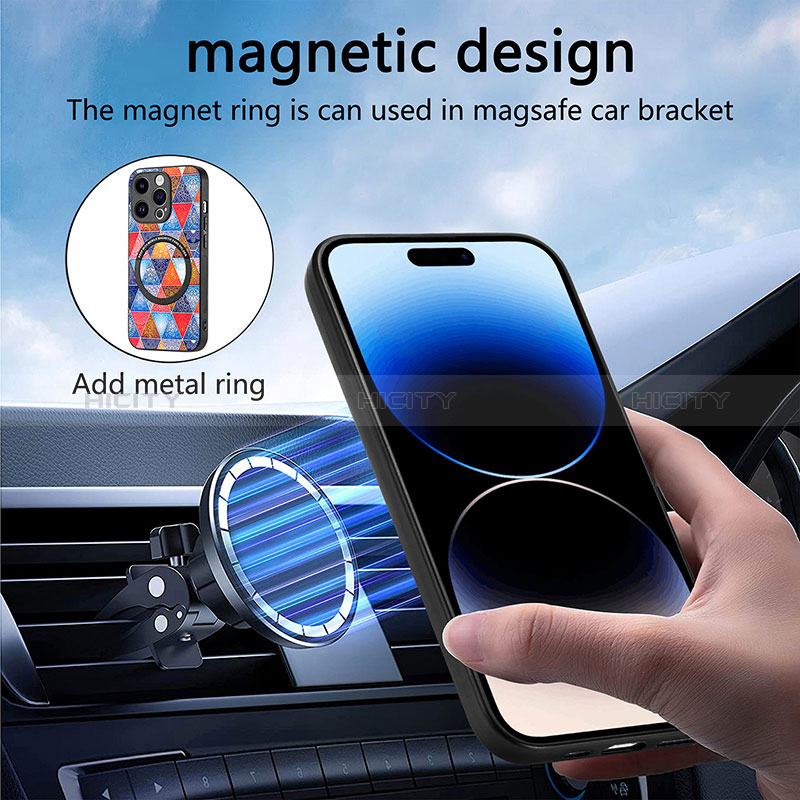 Funda Silicona Goma de Cuero Carcasa con Magnetico S01D para Apple iPhone 13 Pro Max