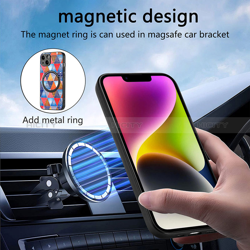 Funda Silicona Goma de Cuero Carcasa con Magnetico S01D para Apple iPhone 14 Plus