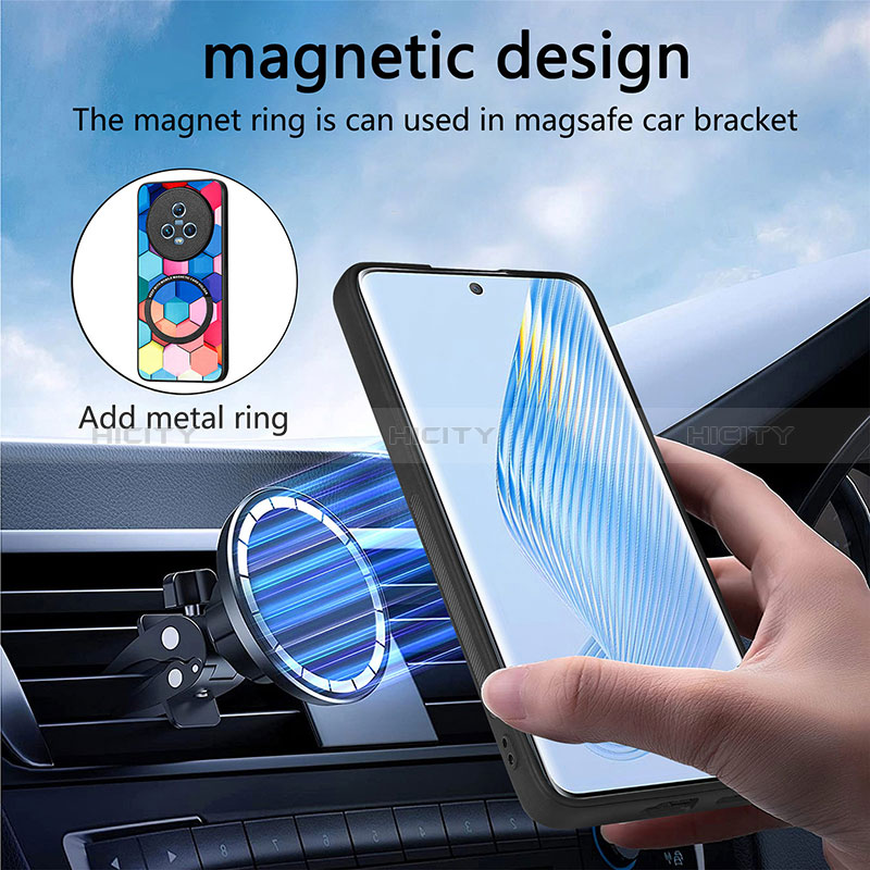 Funda Silicona Goma de Cuero Carcasa con Magnetico S01D para Huawei Honor Magic5 5G
