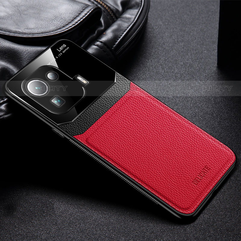 Funda Silicona Goma de Cuero Carcasa con Magnetico S02 para Xiaomi Mi 11 Pro 5G Rojo