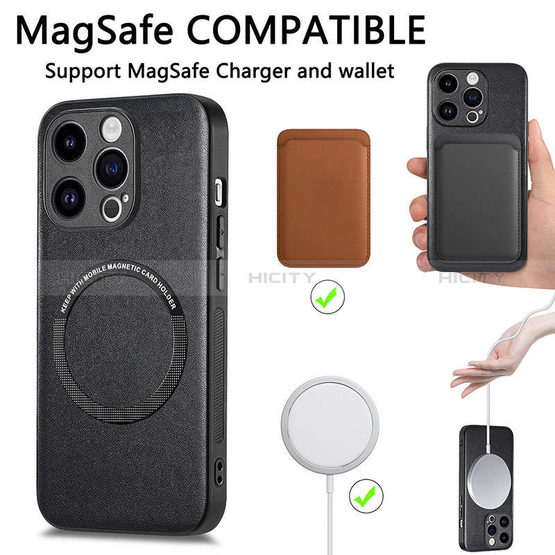 Funda Silicona Goma de Cuero Carcasa con Magnetico S02D para Apple iPhone 14 Pro