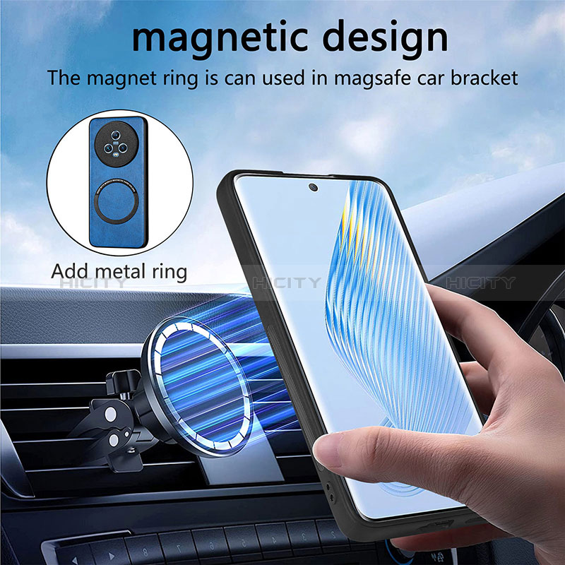Funda Silicona Goma de Cuero Carcasa con Magnetico S02D para Huawei Honor Magic5 5G