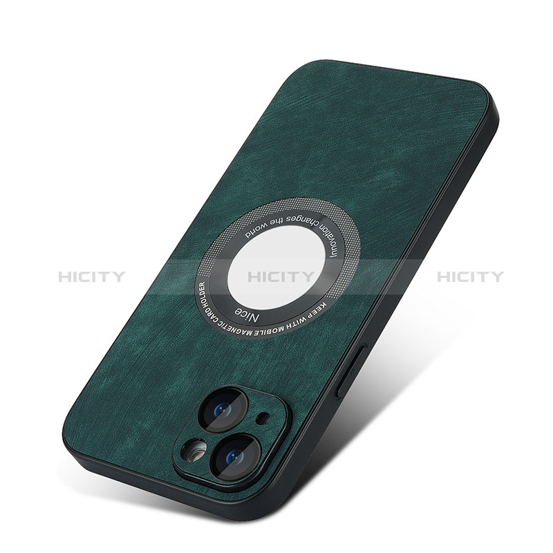 Funda Silicona Goma de Cuero Carcasa con Magnetico S07D para Apple iPhone 13 Verde