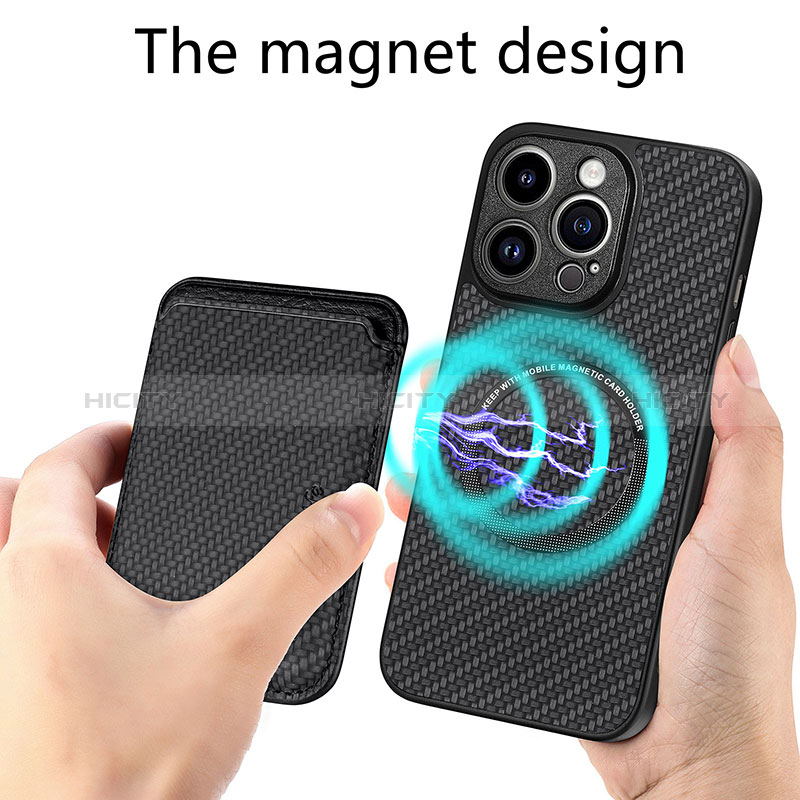 Funda Silicona Goma de Cuero Carcasa con Magnetico S08D para Apple iPhone 13 Pro Max