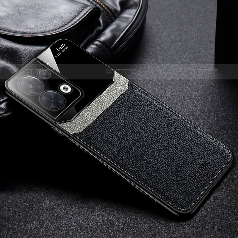 Funda Silicona Goma de Cuero Carcasa FL1 para Oppo Reno8 5G Negro