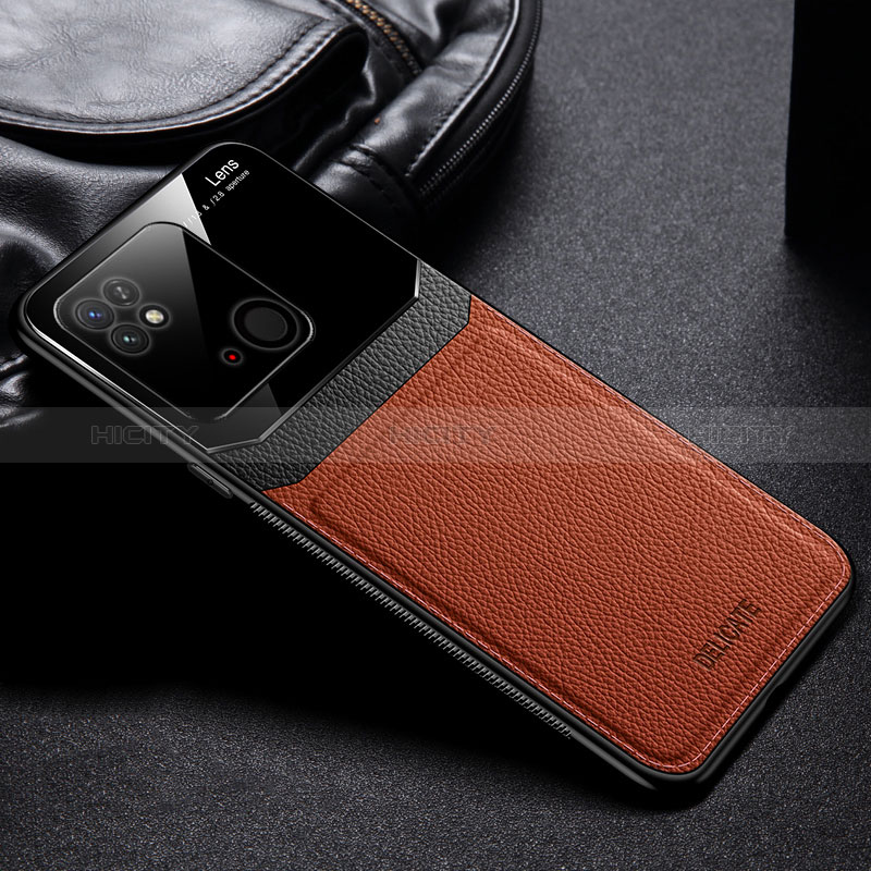 Funda Silicona Goma de Cuero Carcasa FL1 para Xiaomi Redmi 10C 4G Marron