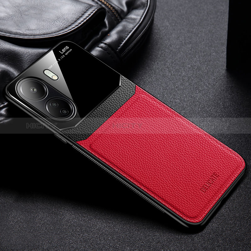 Funda Silicona Goma de Cuero Carcasa FL1 para Xiaomi Redmi 13C Rojo
