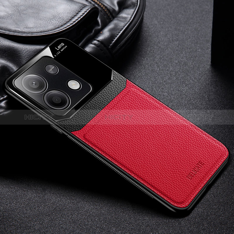 Funda Silicona Goma de Cuero Carcasa FL1 para Xiaomi Redmi Note 13 5G Rojo