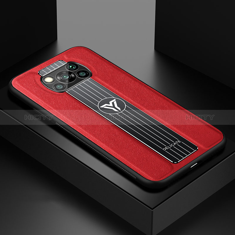 Funda Silicona Goma de Cuero Carcasa FL2 para Xiaomi Poco X3 NFC Rojo