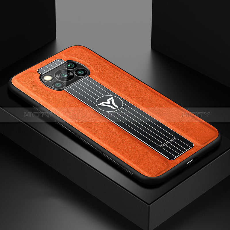 Funda Silicona Goma de Cuero Carcasa FL2 para Xiaomi Poco X3 Pro Naranja