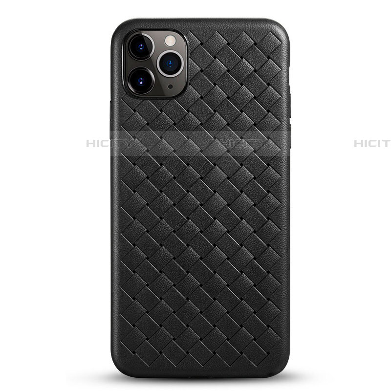 Funda Silicona Goma de Cuero Carcasa G01 para Apple iPhone 11 Pro Max Negro