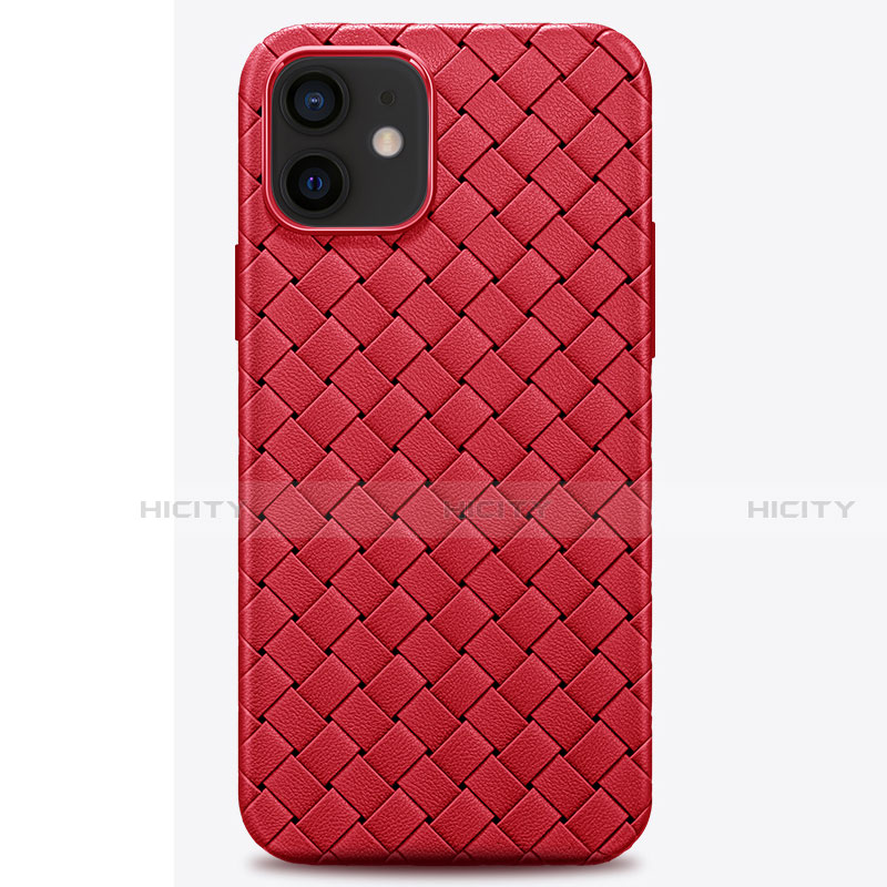 Funda Silicona Goma de Cuero Carcasa H01 para Apple iPhone 12 Mini Rojo
