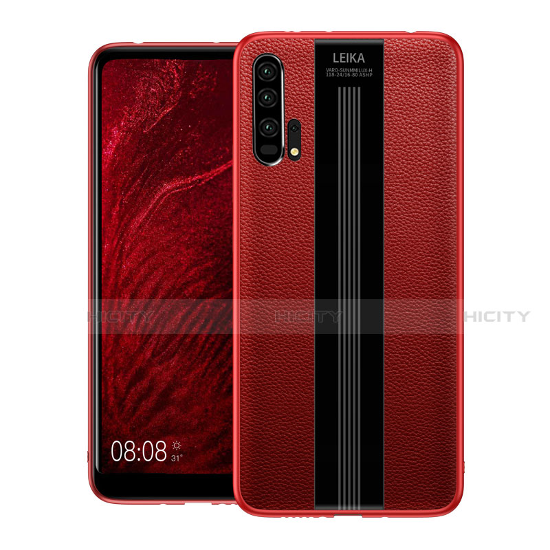 Funda Silicona Goma de Cuero Carcasa H01 para Huawei Honor 20 Pro Rojo