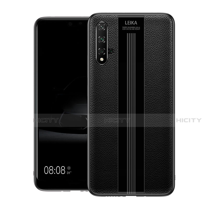 Funda Silicona Goma de Cuero Carcasa H01 para Huawei Nova 5T Negro