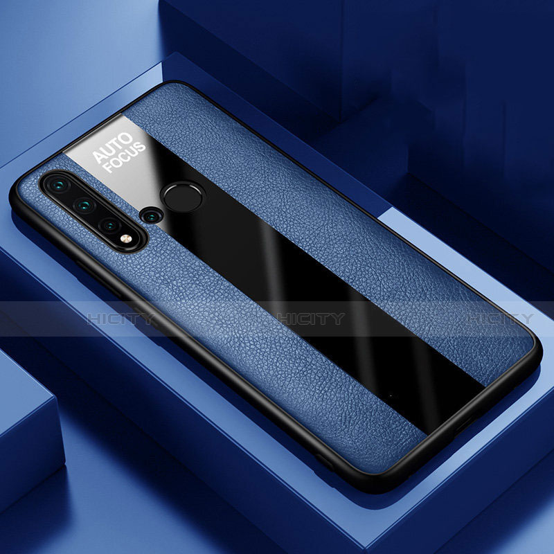 Funda Silicona Goma de Cuero Carcasa H01 para Huawei P20 Lite (2019) Azul