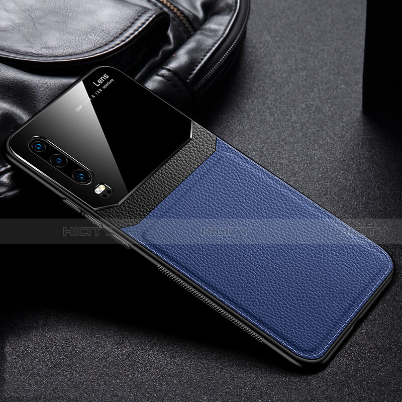 Funda Silicona Goma de Cuero Carcasa H01 para Huawei P30 Azul