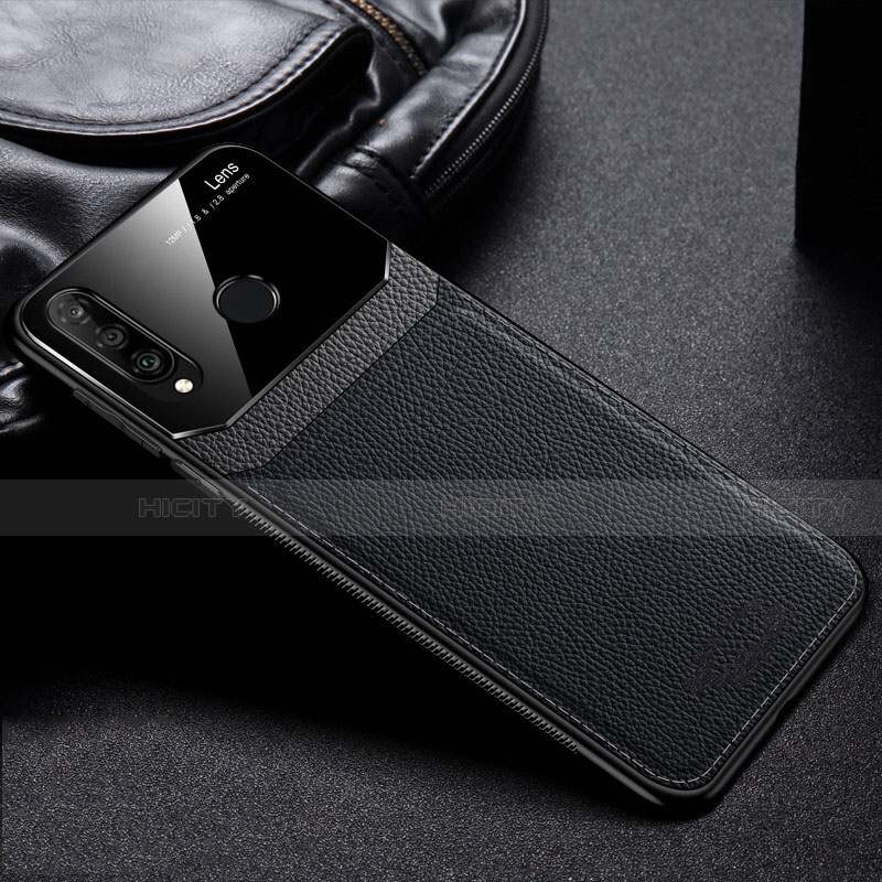 Funda Silicona Goma de Cuero Carcasa H01 para Huawei P30 Lite Negro