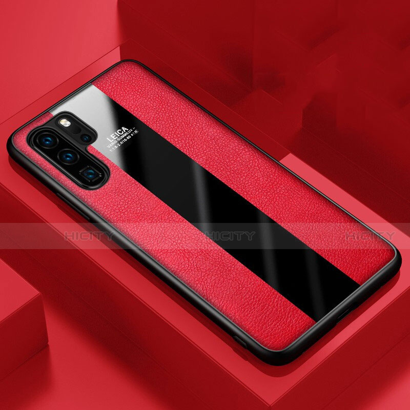 Funda Silicona Goma de Cuero Carcasa H01 para Huawei P30 Pro New Edition Rojo